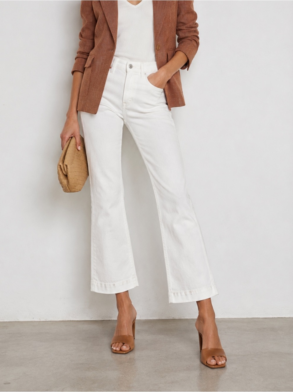 Veronica Beard Carson High Rise Ankle Flare Jeans White Size 25 Made in USA